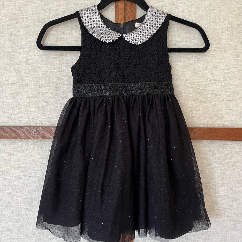 Children’s place Black Party Festive Dress Sequins, Sparkle, Tulle, Swiss Dot